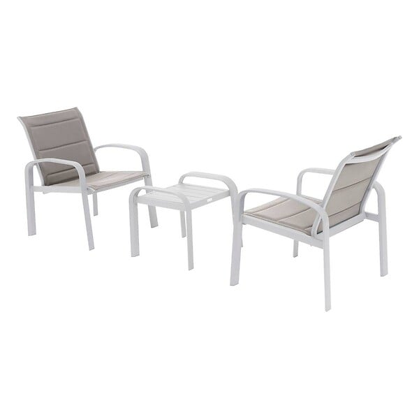 HESPERIDE - Salon de jardin duo "Elyn" noisette & blanc 2 places en aluminium - large