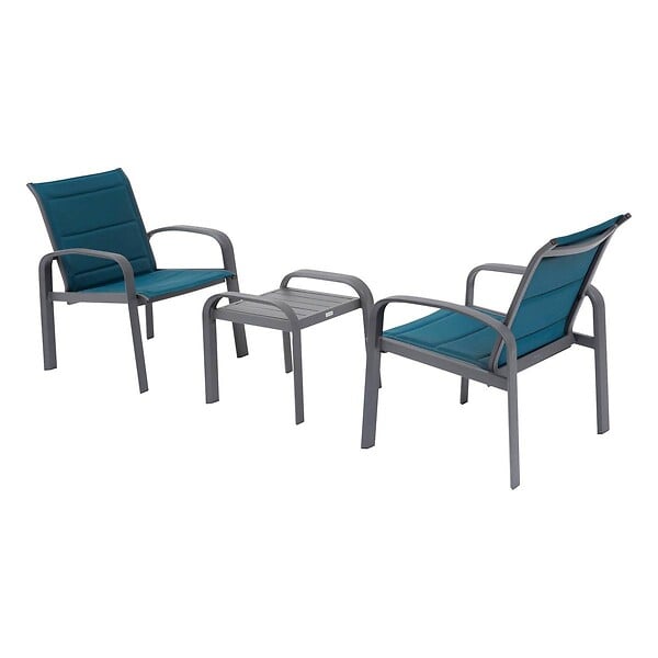 HESPERIDE - Salon de jardin duo "Elyn" bleu canard & graphite 2 places en aluminium - large