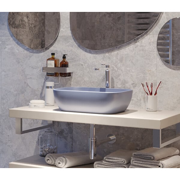 SWISS AQUA TECHNOLOGIES - Bonde à écoulement libre Infinitio 5/4" sans trop-plein pour lavabos et vasques, bleu profond mat (PZATKADBLM) - large