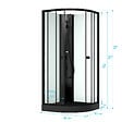 AURLANE - Cabine de douche 1/4 de cercle 85x85x200 cm - Portes coulissantes - Receveur Noir Mat - vignette