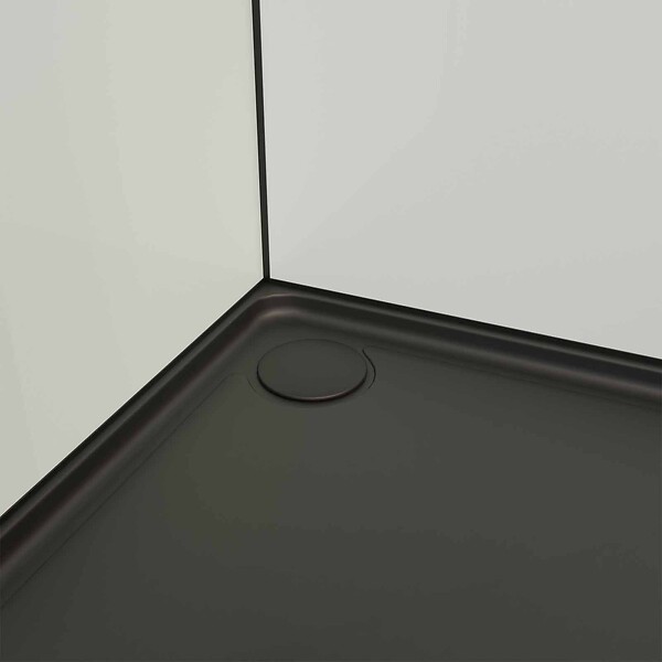 AURLANE - Cabine de douche carrée 80x80x200cm - Porte pivotante - Fonds Blancs - Receveur et Profilés Noirs - large