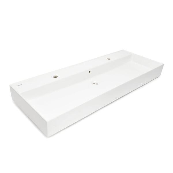 SWISS AQUA TECHNOLOGIES - Lavabo 121,4 x 46,9 cm en céramique blanc – 2 trous – Infinitio (SATINF12046) - large