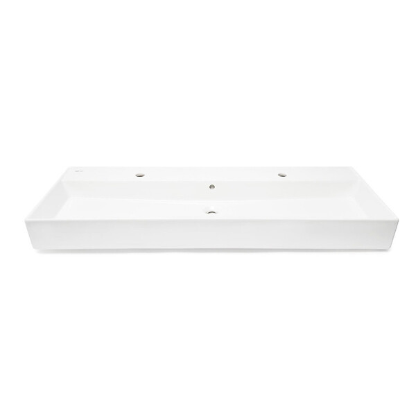 SWISS AQUA TECHNOLOGIES - Lavabo 121,4 x 46,9 cm en céramique blanc – 2 trous – Infinitio (SATINF12046) - large