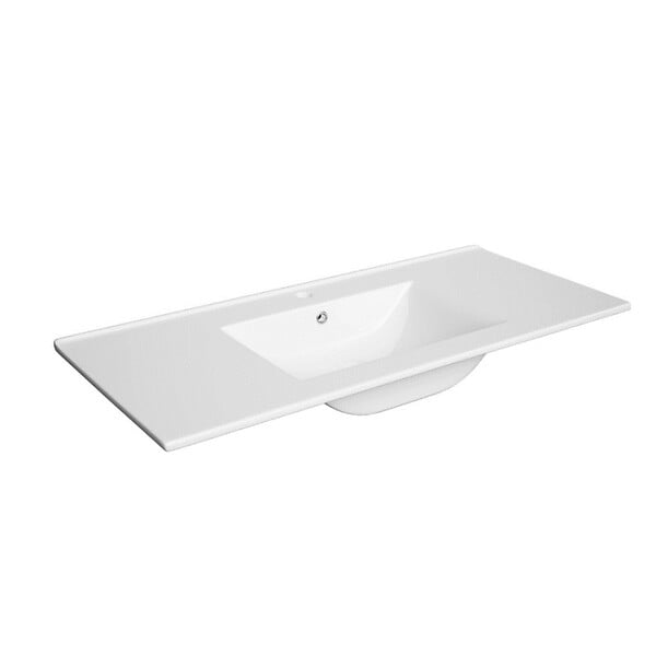 NATUREL - Lavabo 101 x 46 cm en céramique blanc pour meuble – Modena Naturel avec trop-plein (M10046) - large