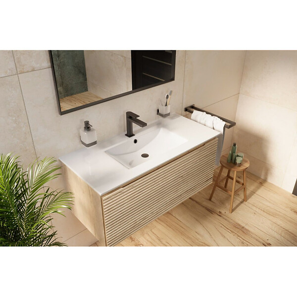 NATUREL - Lavabo 101 x 46 cm en céramique blanc pour meuble – Modena Naturel avec trop-plein (M10046) - large