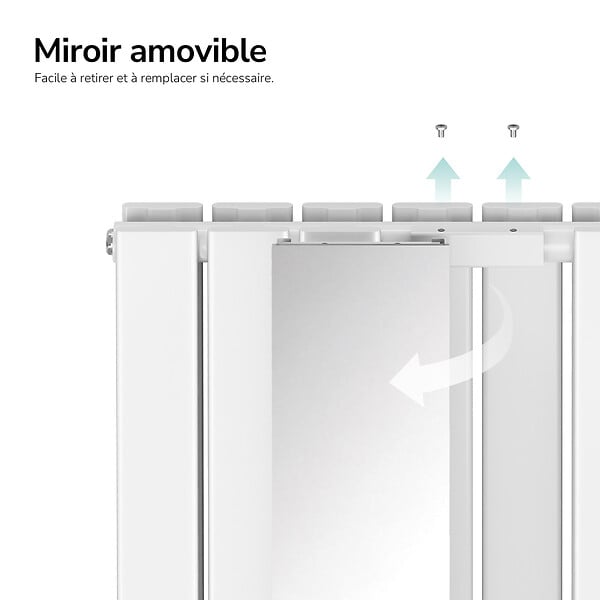 EMKE - EMKE Radiateur Miroir Vertical Design Blanc pour Chauffage Central - 1800x608mm - 1788W - Double Panneau - large