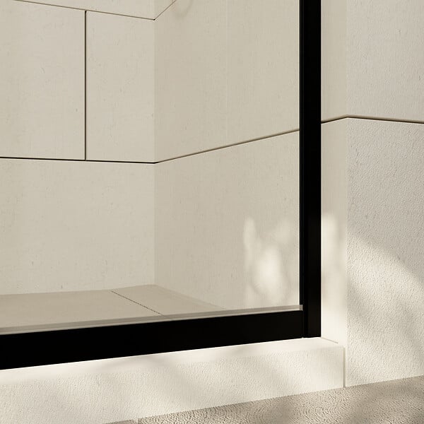 AURLANE - Porte de douche Pivotante et retour 90x90x200 - Profilés noir mat - CRUSH PIVOTANTE - large