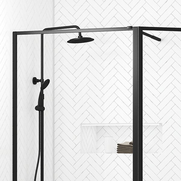 AURLANE - Paroi de Douche avec Volet Pivotant - Cadre et Bras Alu. NOIR MAT - 100+40x200cm - DARK CONTOURING - large