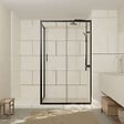 AURLANE - Porte de douche + Retour 120x80x200 cm - Verre 6 mm - Profilé Noir - CRUSH - vignette