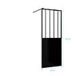 AURLANE - Paroi de douche 80x200 cm type Verriere - Verre trempe et Structure aluminium noir mat - GLASSY - vignette