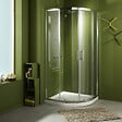 PLANETE BAIN - Porte de douche coulissante accès d'angle circulaire 90x90x190 cm radius 550mm aluminium chromé verre securit 6 mm - Philippe - vignette