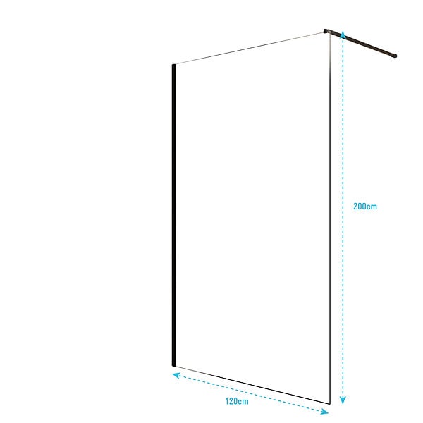 AURLANE - Paroi de Douche 120x200cm en Verre Trempé Transparent 8mm Anticalcaire - Profilé Noir Mat - LINA - large