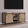 ID MARKET - Meuble TV 113 cm QUEBEC 2 portes granges coulissantes design industriel - vignette