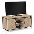 ID MARKET - Meuble TV 113 cm QUEBEC 2 portes granges coulissantes design industriel - vignette