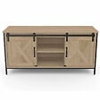 ID MARKET - Meuble TV 113 cm QUEBEC 2 portes granges coulissantes design industriel - vignette