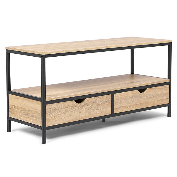 ID MARKET - Meuble TV 113 cm DETROIT 2 tiroirs design industriel - large