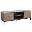 OVIALA - Meuble TV rectangulaire 2 portes L160 cm bois foncé - Ketry - vignette