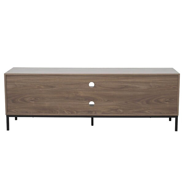 OVIALA - Meuble TV rectangulaire 2 portes L160 cm bois foncé - Ketry - large