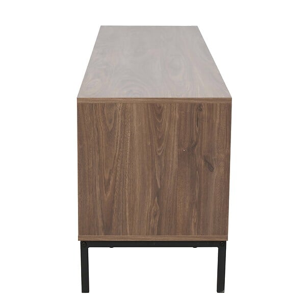 OVIALA - Meuble TV rectangulaire 2 portes L160 cm bois foncé - Ketry - large