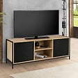 ID MARKET - Meuble TV 140 cm BOSTON 2 portes noires design industriel - vignette