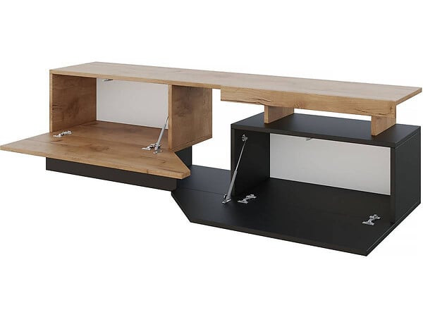 HABITAT ET JARDIN - Meuble TV "Ceelias" -160 x 46 x 35 cm - Gris/Marron - large