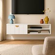 OVIALA - Meuble TV suspendu 120 cm moderne blanc - Holly - vignette