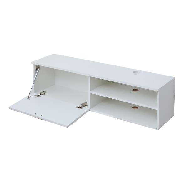 OVIALA - Meuble TV suspendu 120 cm moderne blanc - Holly - large