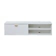 OVIALA - Meuble TV suspendu 120 cm moderne blanc - Holly - vignette