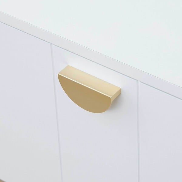 OVIALA - Meuble TV suspendu 120 cm moderne blanc - Holly - large
