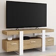 ID MARKET - Meuble TV 116 cm PHOENIX avec tiroirs bois et blanc - vignette