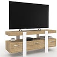 ID MARKET - Meuble TV 116 cm PHOENIX avec tiroirs bois et blanc - vignette