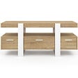 ID MARKET - Meuble TV 116 cm PHOENIX avec tiroirs bois et blanc - vignette