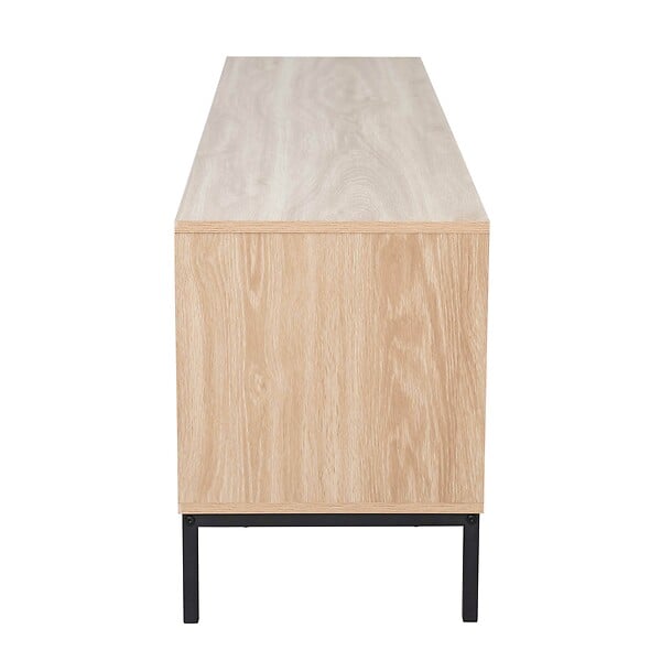 OVIALA - Meuble TV rectangulaire 2 portes L160 cm bois clair - Ketry - large