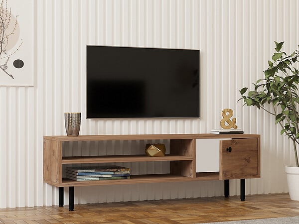 HABITAT ET JARDIN - Meuble TV en bois "Avila" - 120 x 30 x 38 cm - Pin atlantique - large