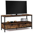 ID MARKET - Meuble TV 113 cm DAYTON 2 tiroirs bois effet vieilli design industriel - vignette