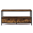 ID MARKET - Meuble TV 113 cm DAYTON 2 tiroirs bois effet vieilli design industriel - vignette