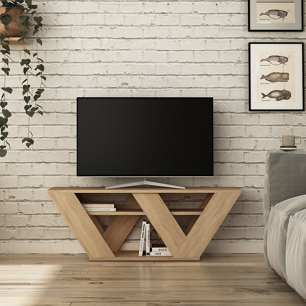 HABITAT ET JARDIN - Meuble TV en bois "Pipralla" - 110 x 30 x 40 cm - Chêne - large