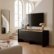 OVIALA - Meuble TV épuré rectangulaire L120 cm bois noir - Gina - vignette