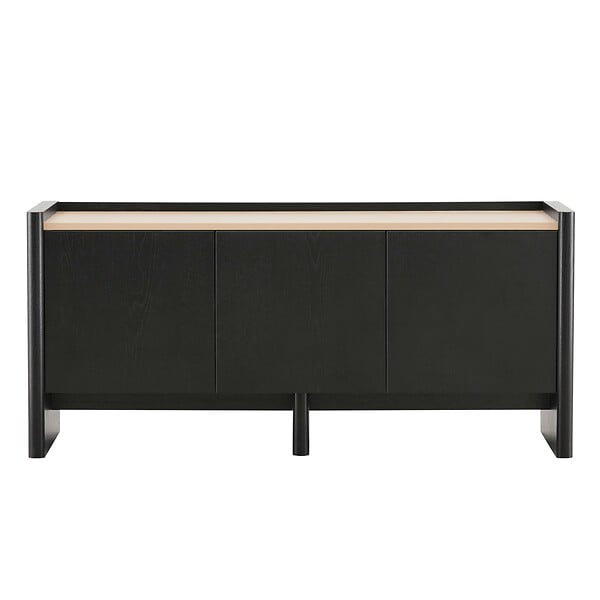 OVIALA - Meuble TV épuré rectangulaire L120 cm bois noir - Gina - large