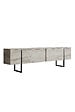 HABITAT ET JARDIN - Meuble TV en bois "Luxe" - 180 x 30 x 50 cm - TravertinNoir - vignette