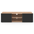 ID MARKET - Meuble TV 113 cm ELI bois façon hêtre portes noires - vignette