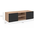 ID MARKET - Meuble TV 113 cm ELI bois façon hêtre portes noires - vignette