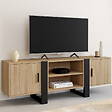 ID MARKET - Meuble TV 140 cm PHOENIX 2 portes bois et noir - vignette