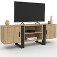 ID MARKET - Meuble TV 140 cm PHOENIX 2 portes bois et noir - vignette