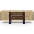 ID MARKET - Meuble TV 140 cm PHOENIX 2 portes bois et noir - vignette