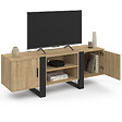 ID MARKET - Meuble TV 140 cm PHOENIX 2 portes bois et noir - vignette