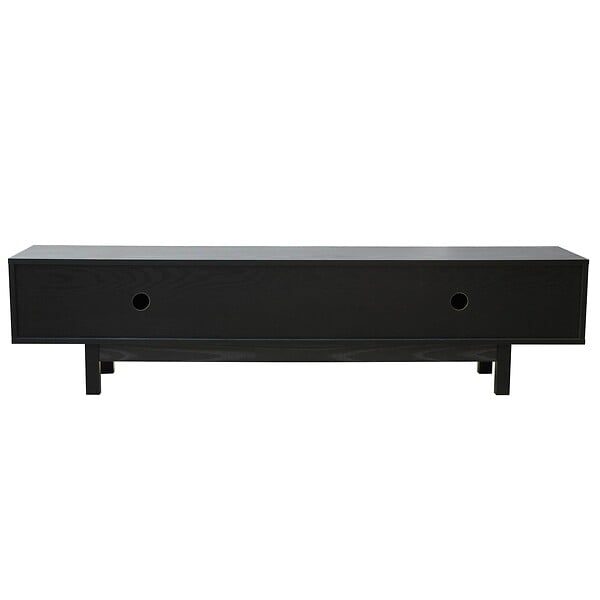 OVIALA - Meuble TV 2 portes rectangulaire L160 cm noir - Juno - large