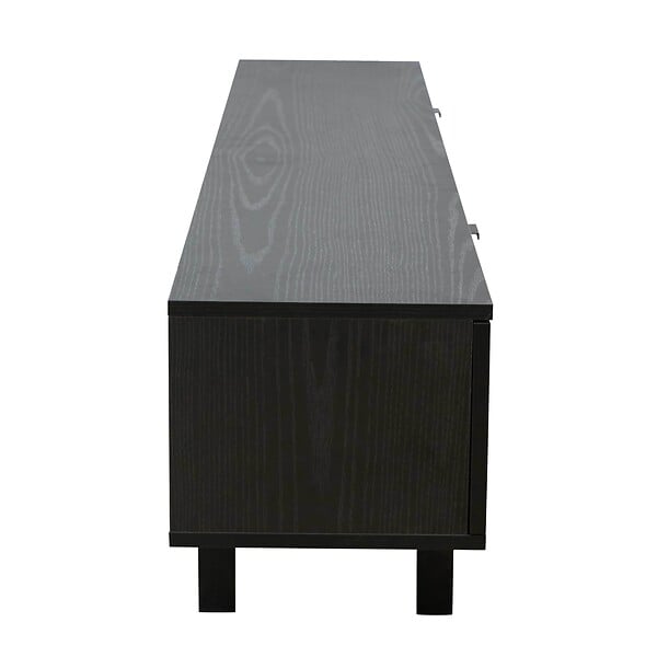 OVIALA - Meuble TV 2 portes rectangulaire L160 cm noir - Juno - large