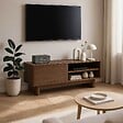 OVIALA - Meuble TV 120 cm scandinave bois foncé - Bowy - vignette