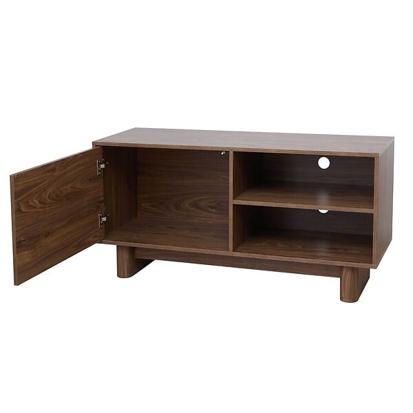 OVIALA - Meuble TV 120 cm scandinave bois foncé - Bowy - large